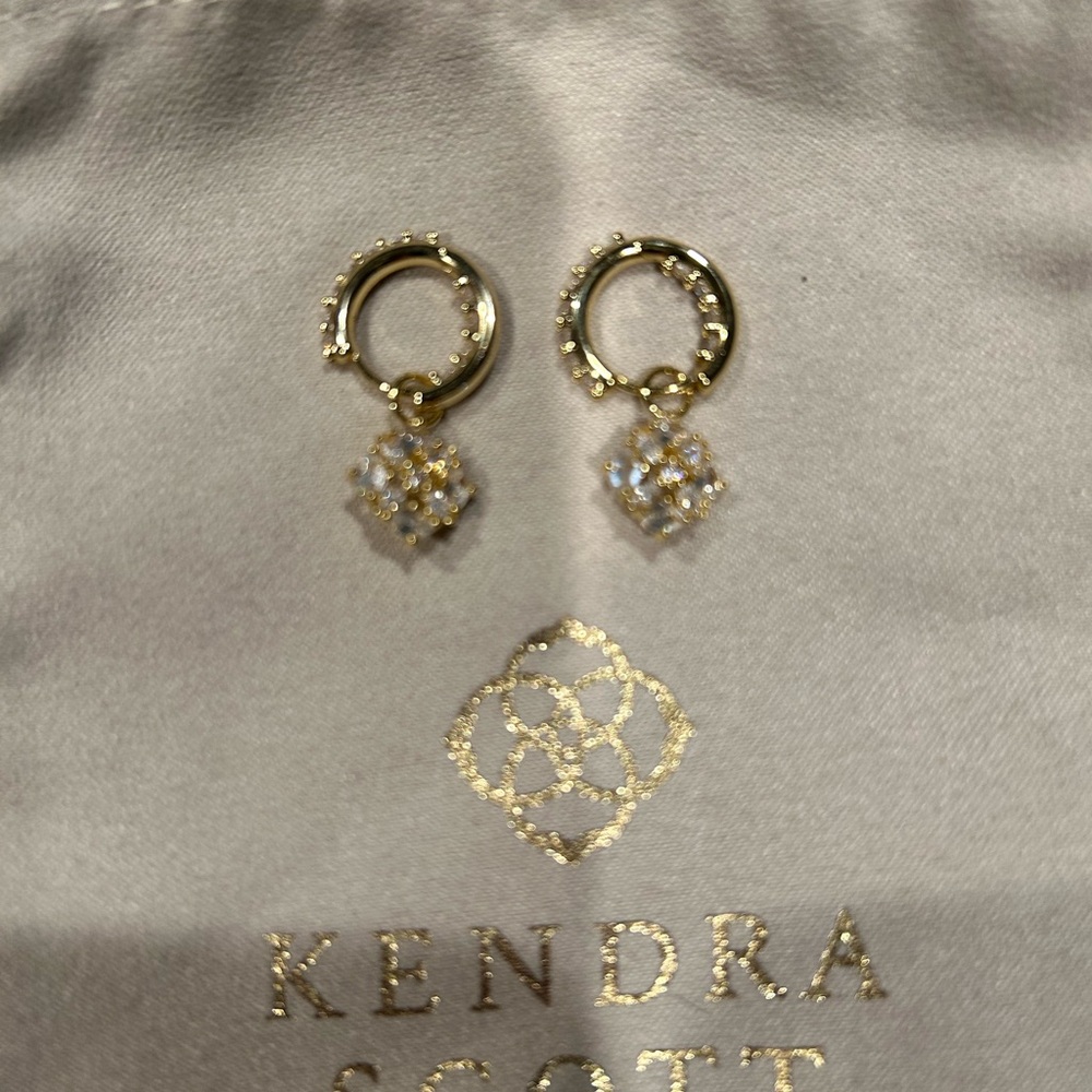 Kendra Scott RARE Gold Hoop Earrings with Crystal Accents